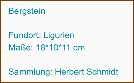 Bergstein   Fundort: Ligurien Maße: 18*10*11 cm  Sammlung: Herbert Schmidt